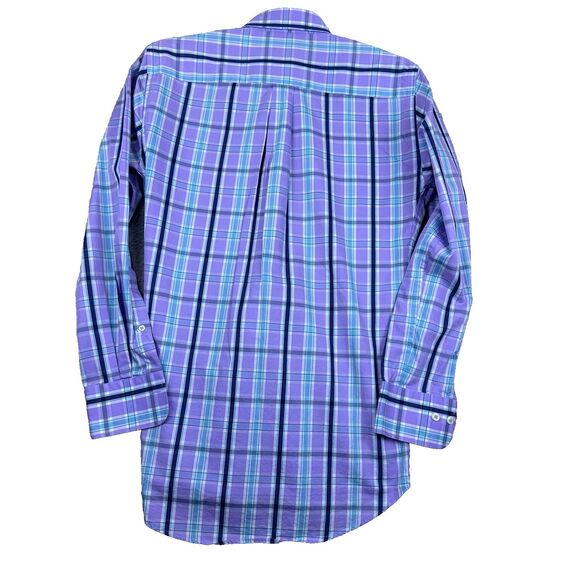 Peter Millar Mens Shirt Purple Blue Plaid Seaside Finish Size S Classic Style‎ - Picture 2 of 9